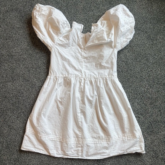 River Island White Puff Sleeve Mini Dress Size 8 – Boho Coastal Ruffle Modest - Picture 10 of 10
